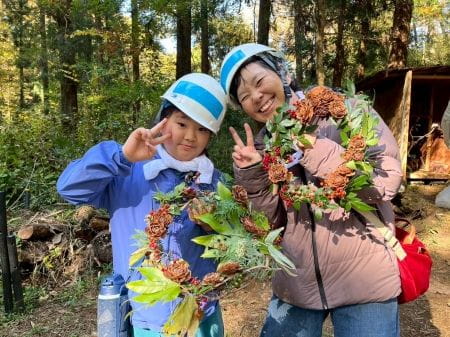 クリスマスリース完成記念撮影