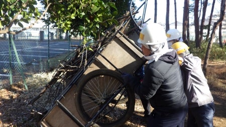 枝を集積場へ運ぶ様子